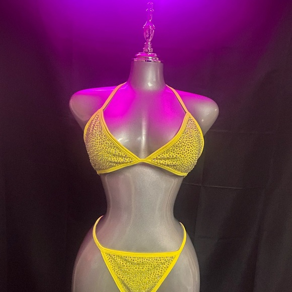 Yellow Rhinestone Bikini Set - Picture 2 of 3